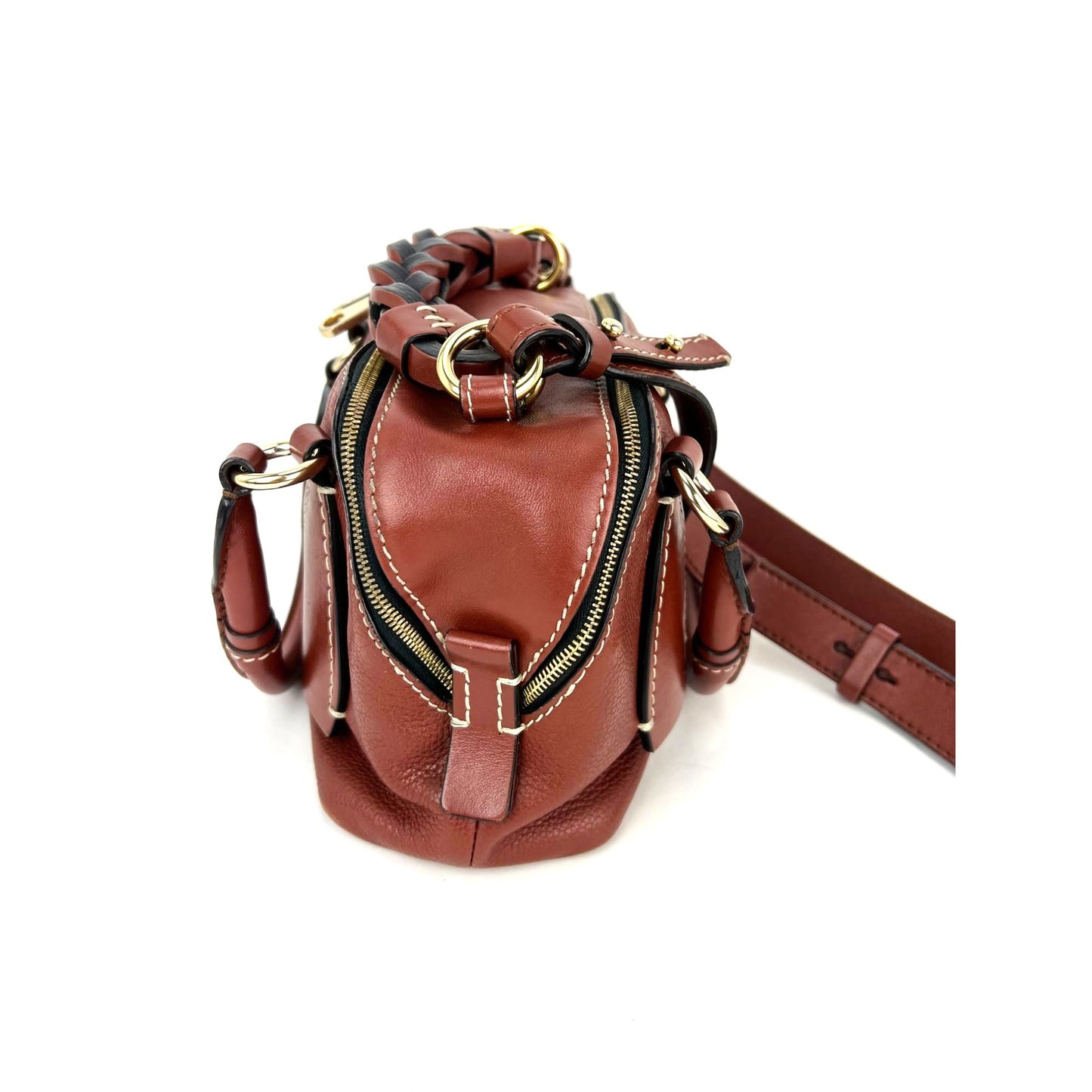 
                  
                    Chloe Calfskin Small Daria Sepla Brown Satchel Bag
                  
                