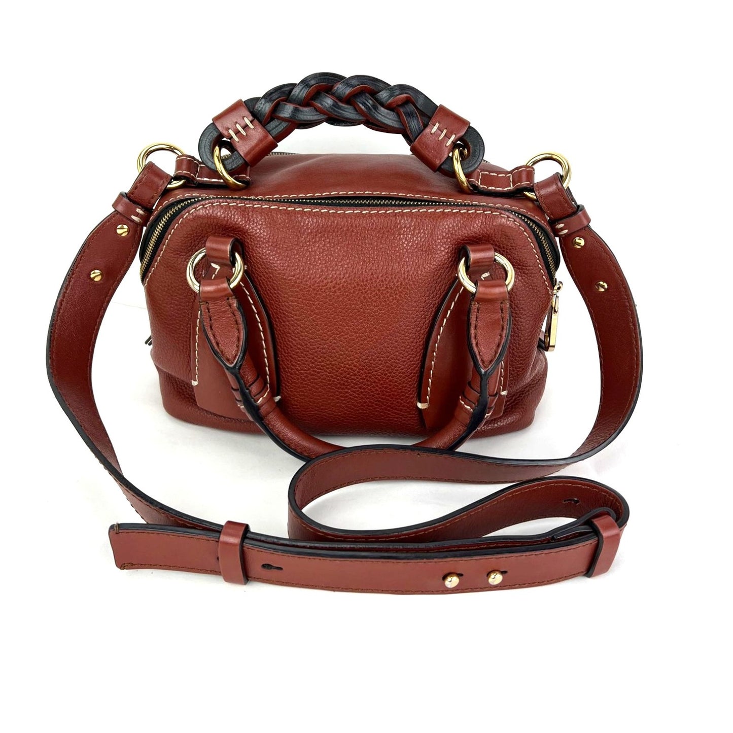 
                  
                    Chloe Calfskin Small Daria Sepla Brown Satchel Bag
                  
                