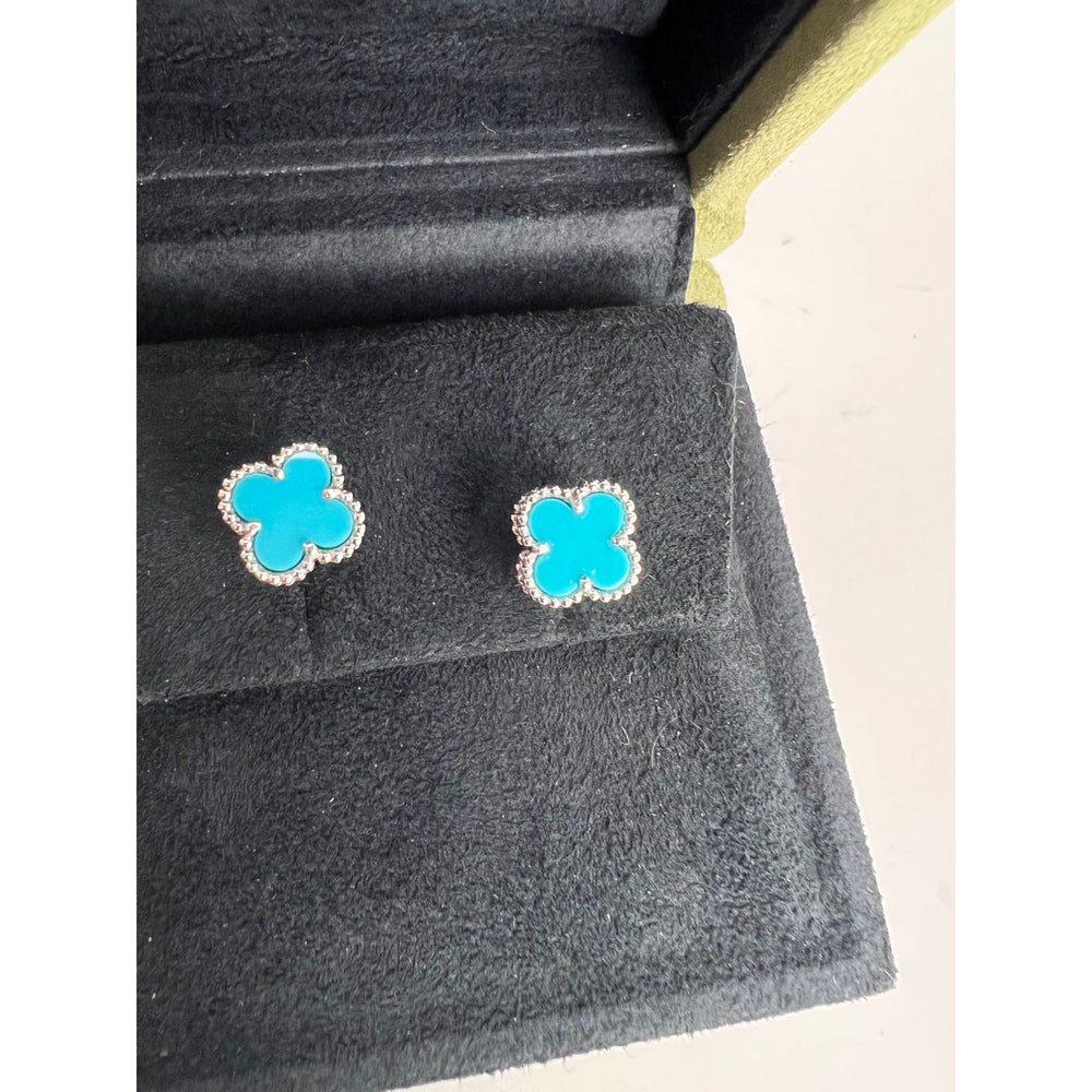 
                  
                    Van Cleef & Arpels 18K White Gold Turquoise Sweet Alhambra Earrings
                  
                