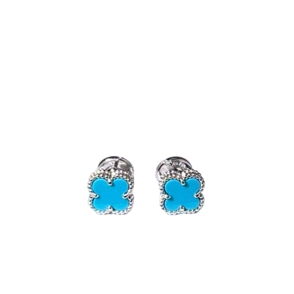 
                  
                    Van Cleef & Arpels 18K White Gold Turquoise Sweet Alhambra Earrings
                  
                