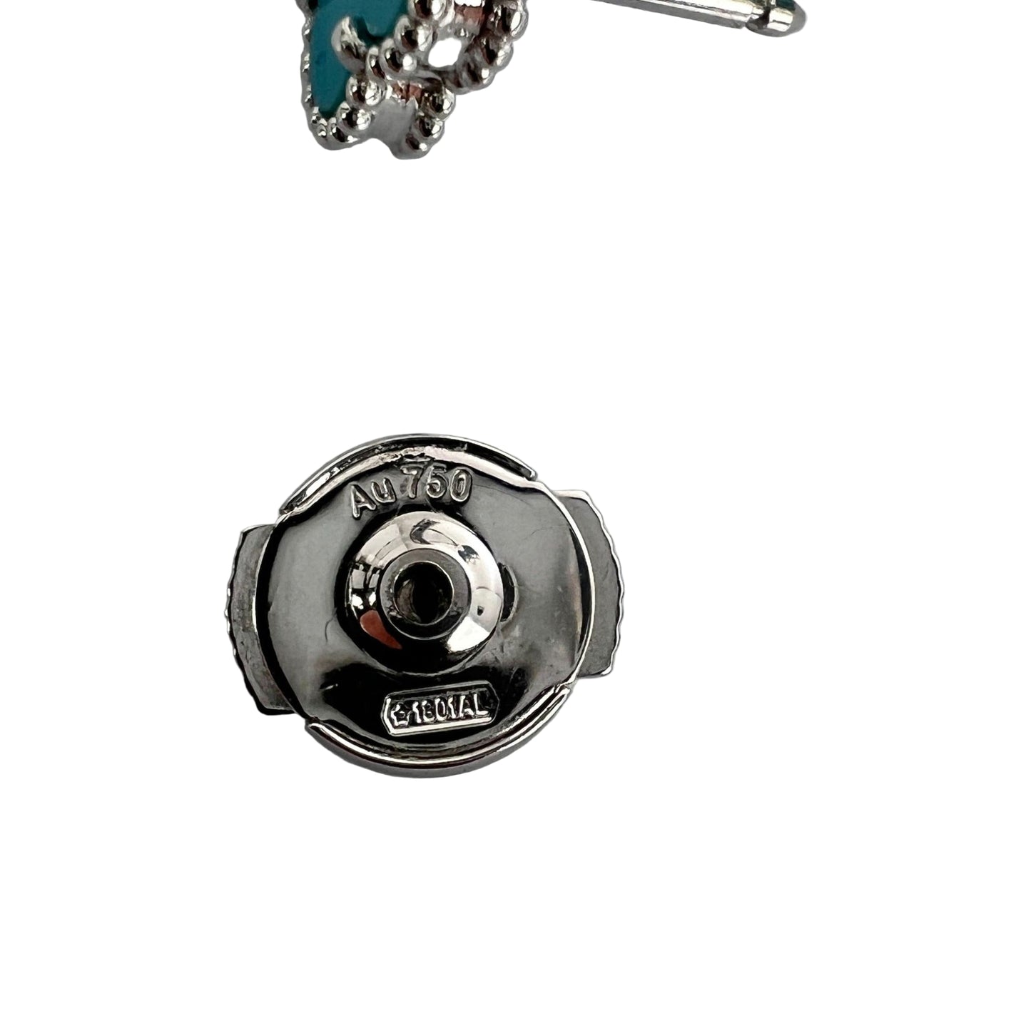 
                  
                    Van Cleef & Arpels 18K White Gold Turquoise Sweet Alhambra Earrings
                  
                