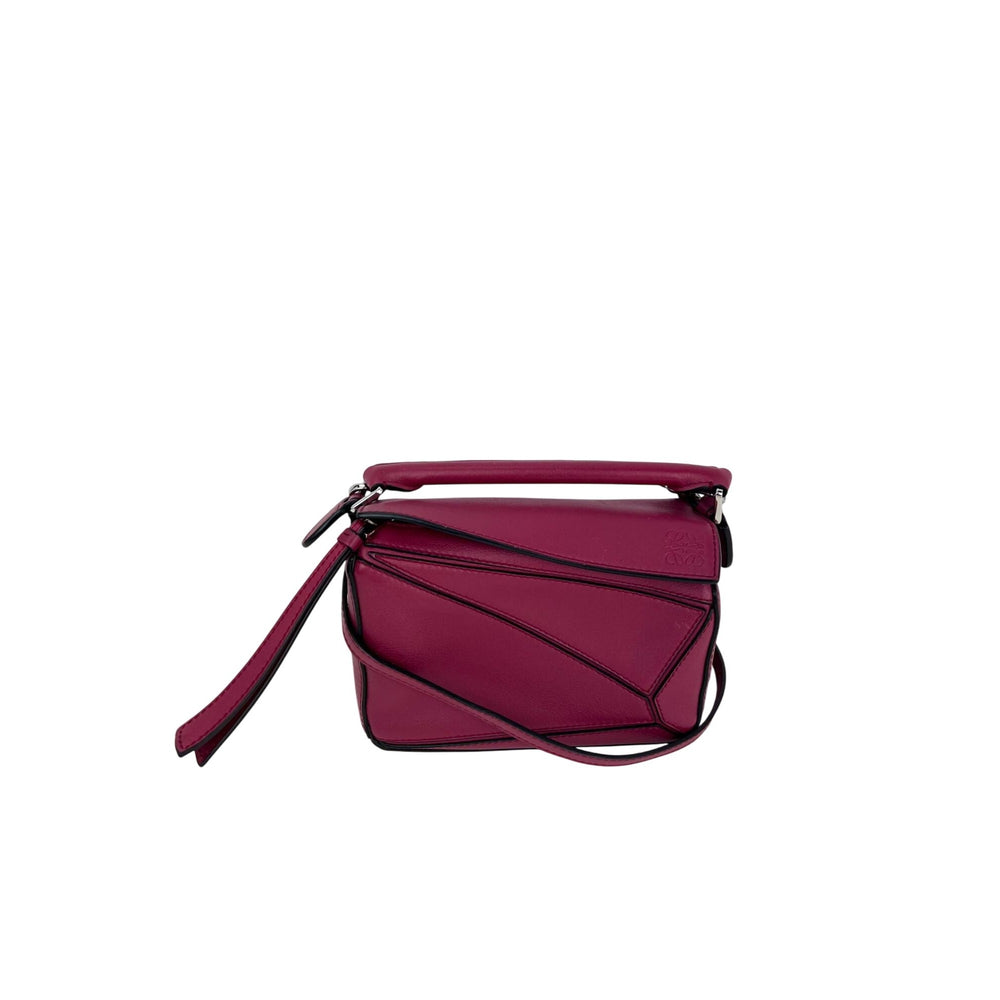 Loewe Calfskin Mini Crimson Puzzle Crossbody Hand Bag