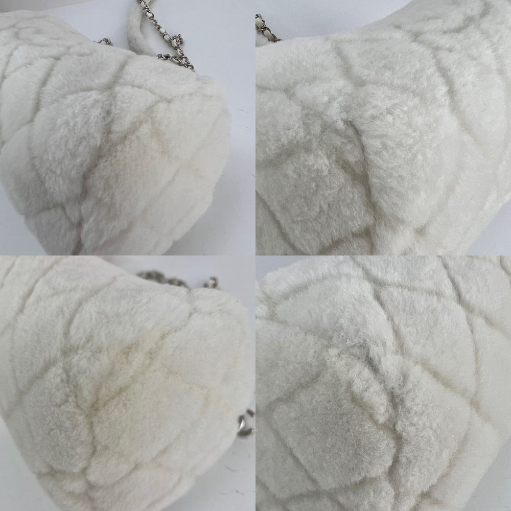 
                  
                    Chanel Shearling Quilted White Lambskin Bowler Crossbody Shoulder Bag
                  
                