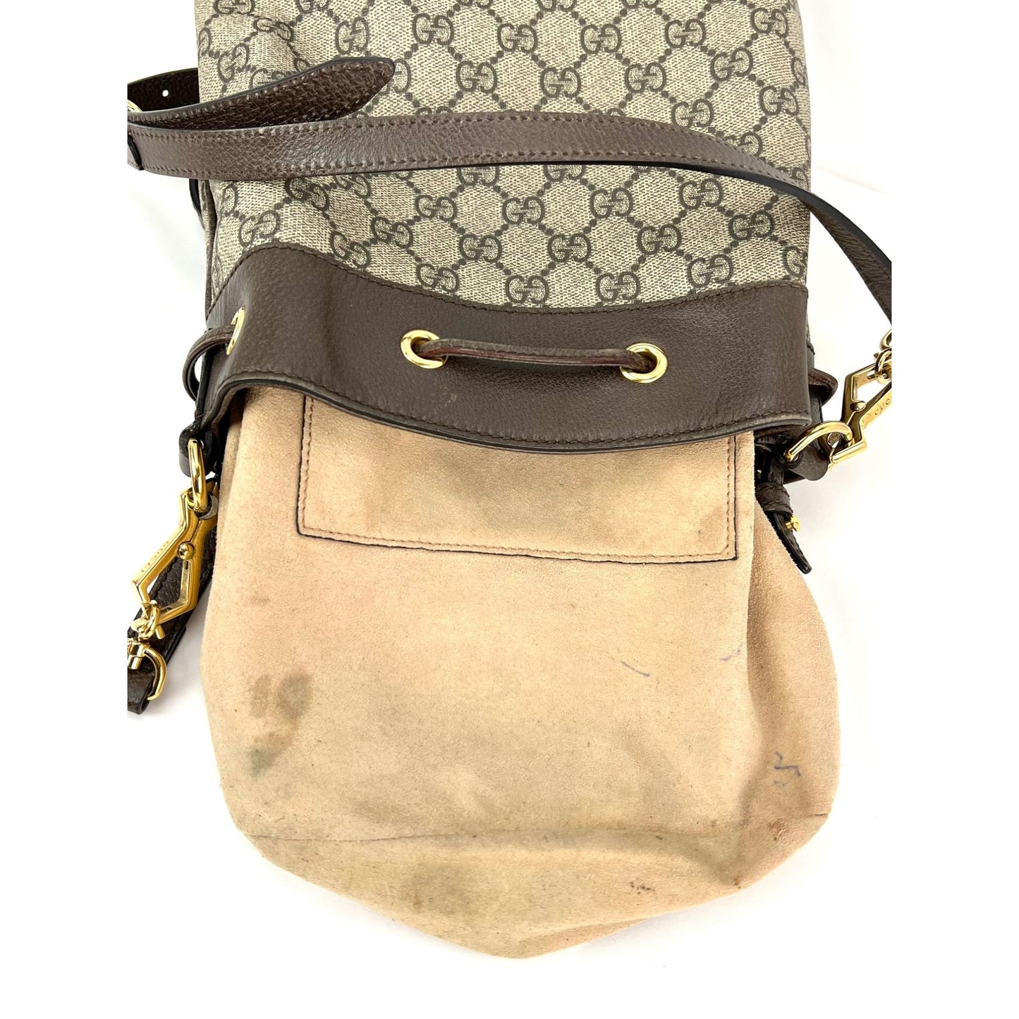 
                  
                    Gucci GG Supreme Ophidia Web Small Brown Bucket Bag
                  
                