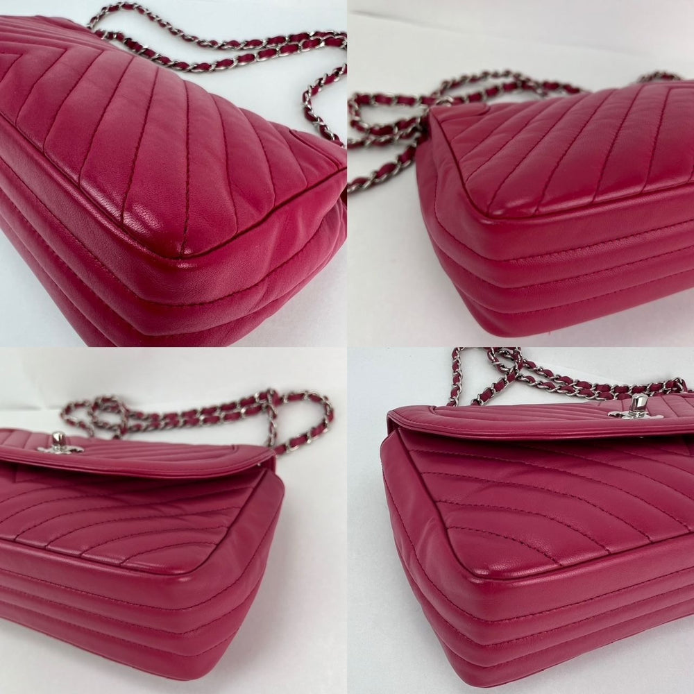 
                  
                    Chanel Pink Calfskin Chevron Medium Round Flap Lambskin Shoulder Bag
                  
                