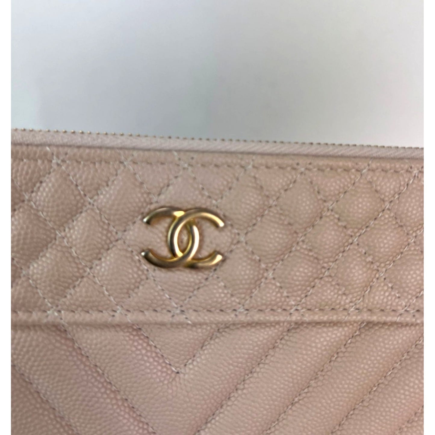 
                  
                    Chanel Caviar Chevron Quilted Large Beige Leather Cosmetic Clutch Bag
                  
                