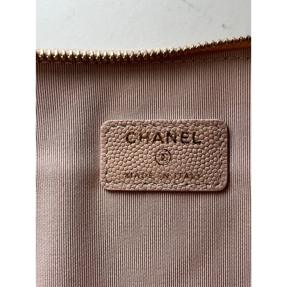 
                  
                    Chanel Caviar Chevron Quilted Large Beige Leather Cosmetic Clutch Bag
                  
                