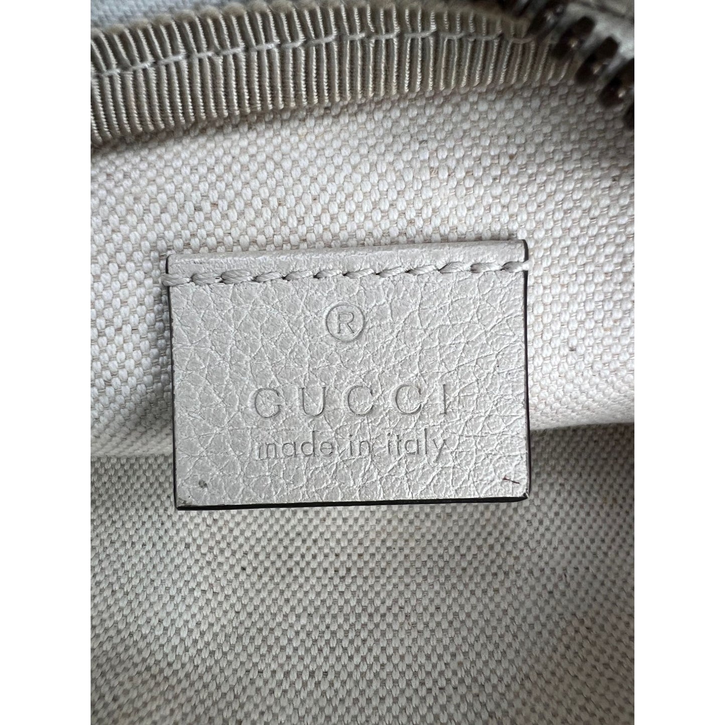 
                  
                    Gucci Logo White Leather Web Belt Sling Bag
                  
                