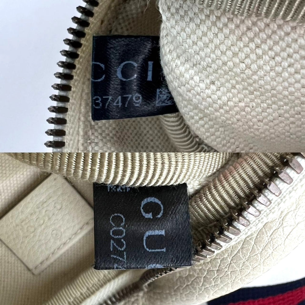 
                  
                    Gucci Logo White Leather Web Belt Sling Bag
                  
                
