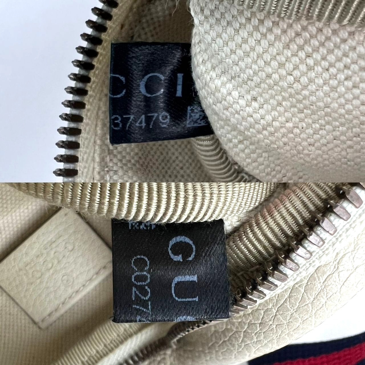 
                  
                    Gucci Logo White Leather Web Belt Sling Bag
                  
                