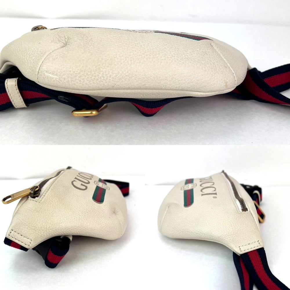 
                  
                    Gucci Logo White Leather Web Belt Sling Bag
                  
                