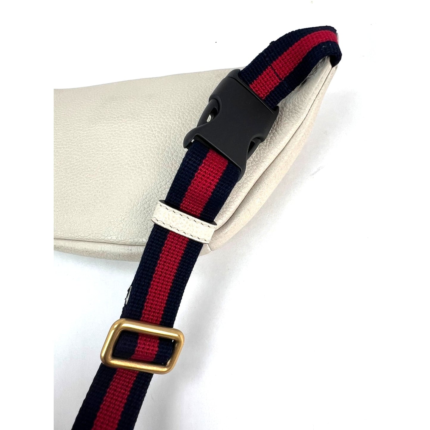 
                  
                    Gucci Logo White Leather Web Belt Sling Bag
                  
                