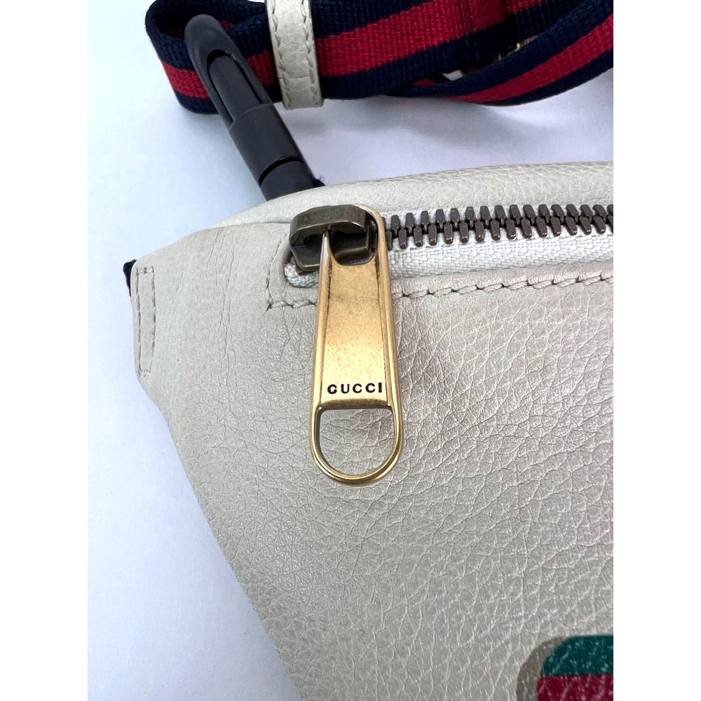
                  
                    Gucci Logo White Leather Web Belt Sling Bag
                  
                