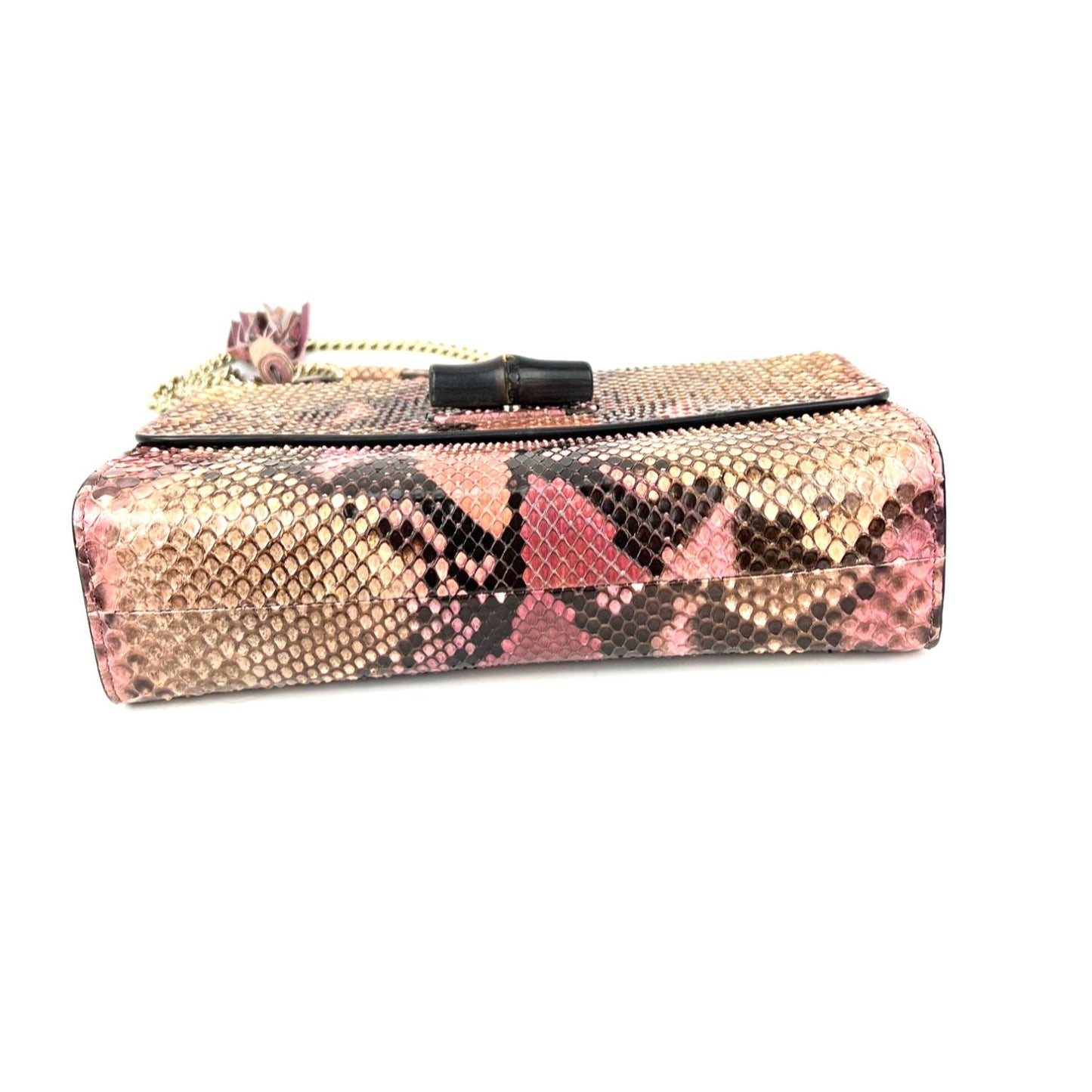 
                  
                    Gucci Miss Bamboo Tassel Chain Beige Brown Pink Python Shoulder Bag
                  
                