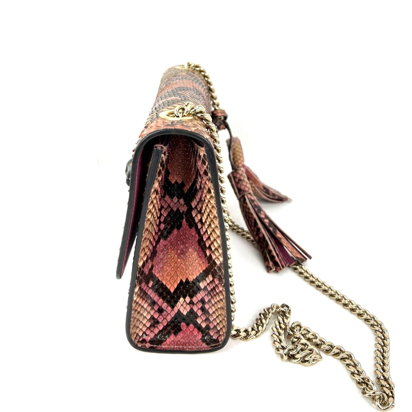 
                  
                    Gucci Miss Bamboo Tassel Chain Beige Brown Pink Python Shoulder Bag
                  
                