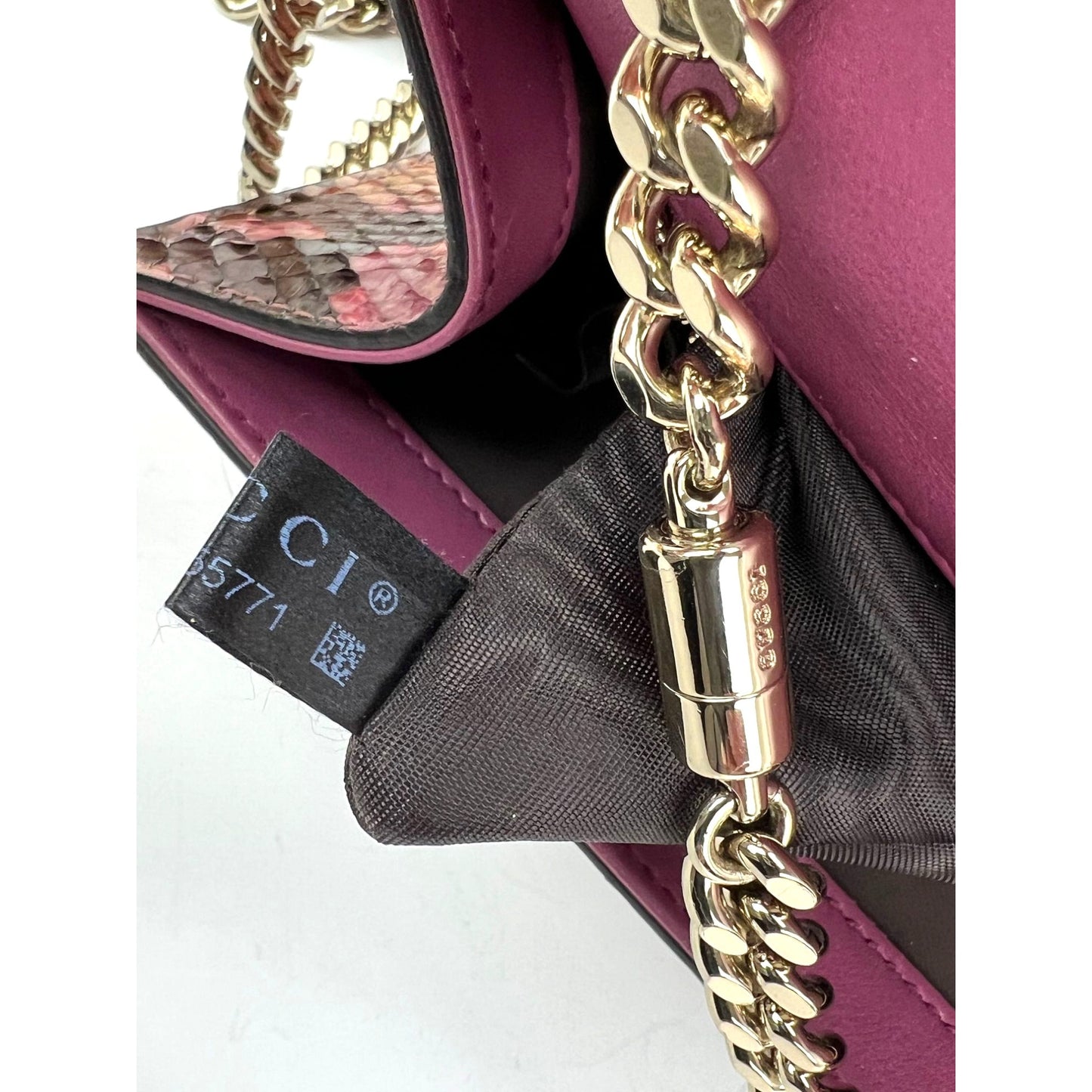 
                  
                    Gucci Miss Bamboo Tassel Chain Beige Brown Pink Python Shoulder Bag
                  
                