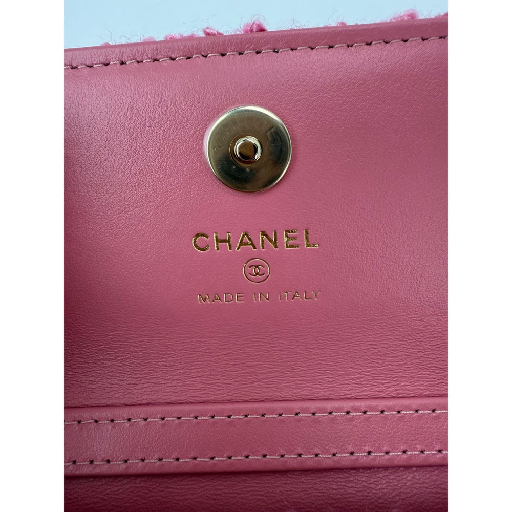 
                  
                    Chanel Tweed Quilted Mini Flap Pink Chain Waist Shoulder Bag
                  
                