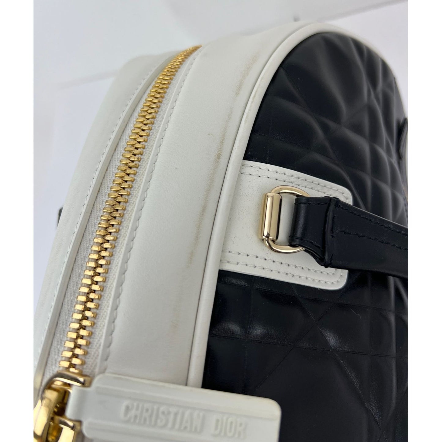 
                  
                    Christian Dior Lambskin Cannage Medium Dior Vibe Zip Bowling Bag
                  
                