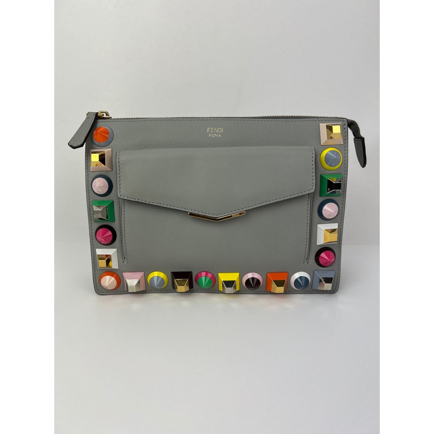 
                  
                    Fendi Rainbow Studs Gray Leather Crossbody Bag
                  
                