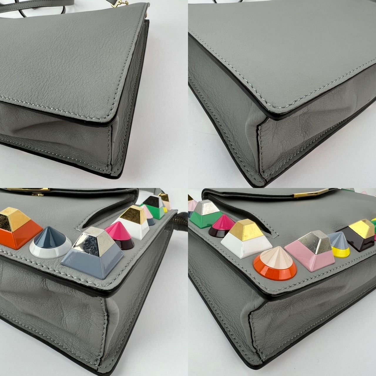 
                  
                    Fendi Rainbow Studs Gray Leather Crossbody Bag
                  
                