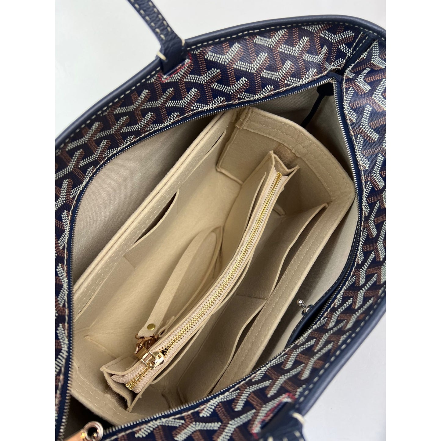 
                  
                    Goyard Goyardine Artois PM Navy Blue Zipper Tote Bag
                  
                