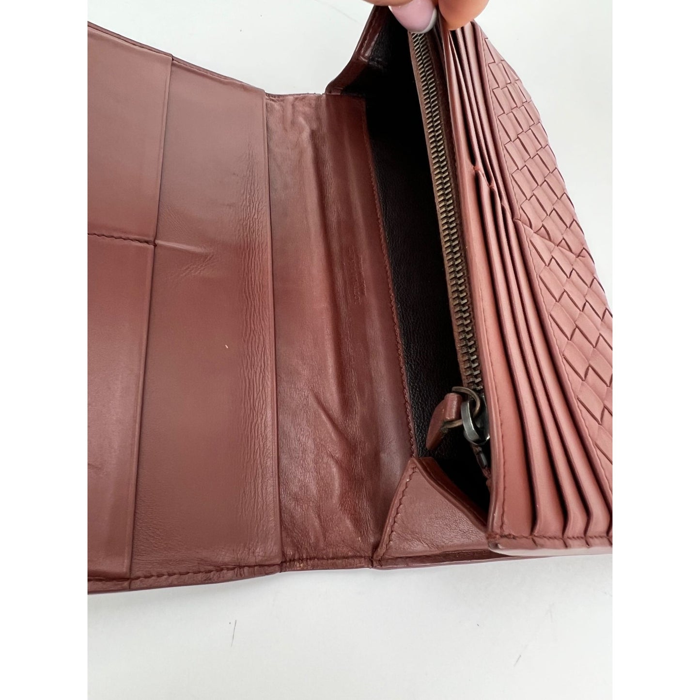 
                  
                    Bottega Veneta Nappa Intrecciato Long Flap Brown Wallet Clutch
                  
                