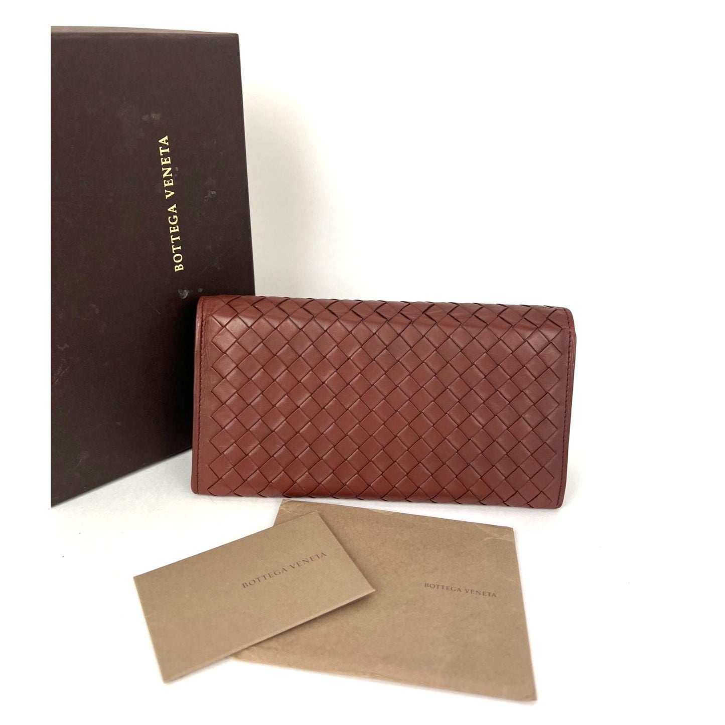 
                  
                    Bottega Veneta Nappa Intrecciato Long Flap Brown Wallet Clutch
                  
                