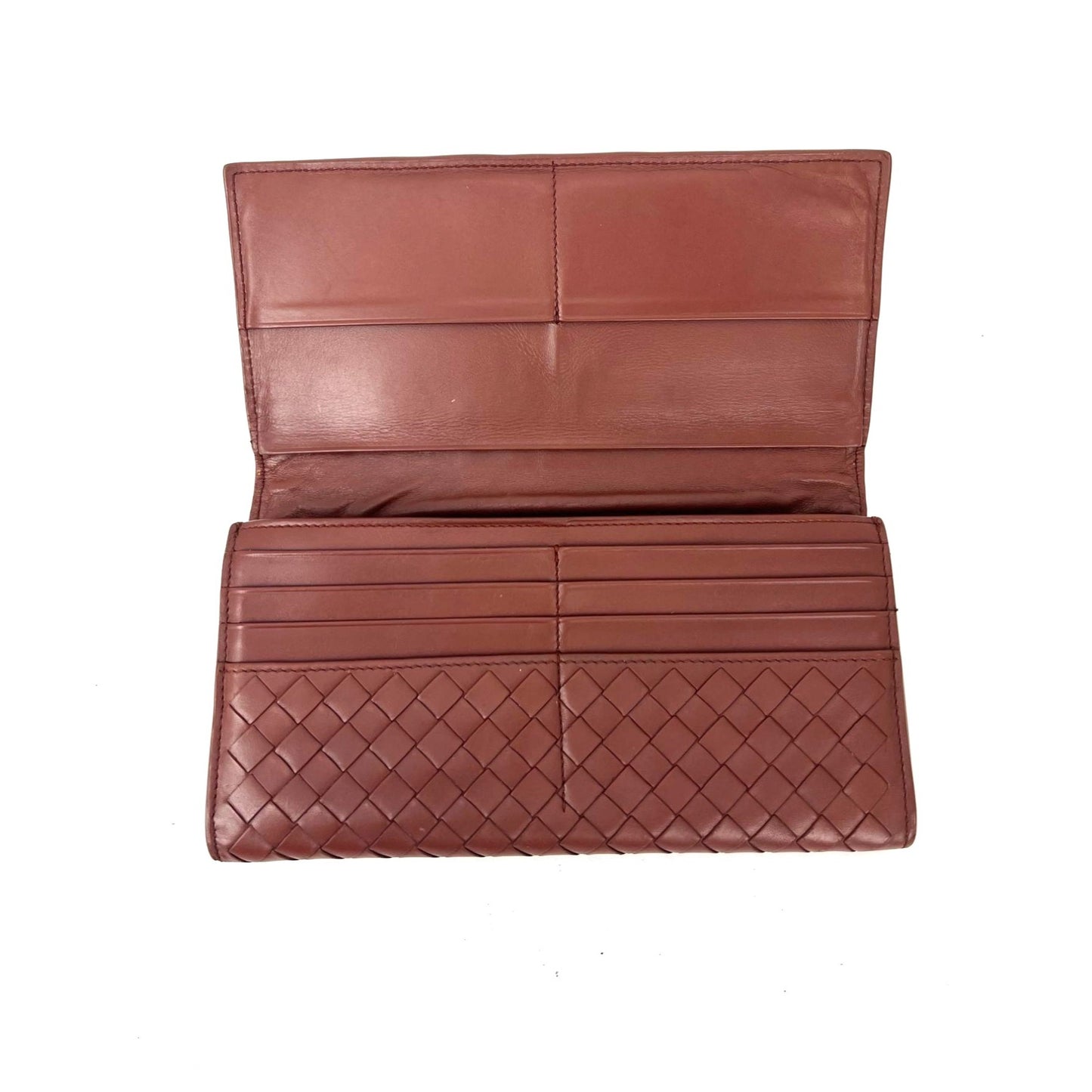 
                  
                    Bottega Veneta Nappa Intrecciato Long Flap Brown Wallet Clutch
                  
                