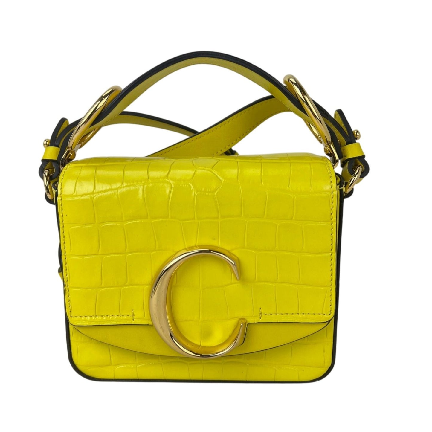 
                  
                    Chloe Mini C Satchel Yellow Croc Embossed Calfskin Bag
                  
                
