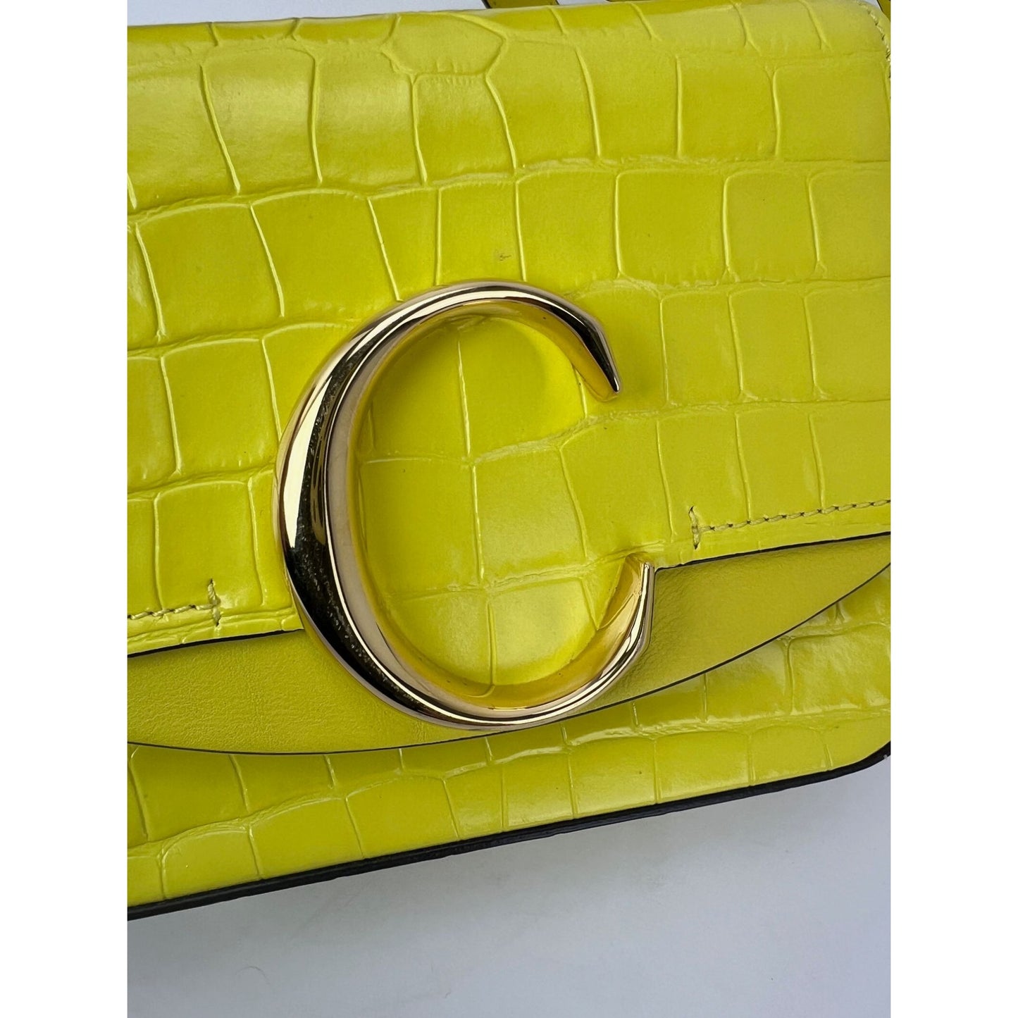
                  
                    Chloe Mini C Satchel Yellow Croc Embossed Calfskin Bag
                  
                