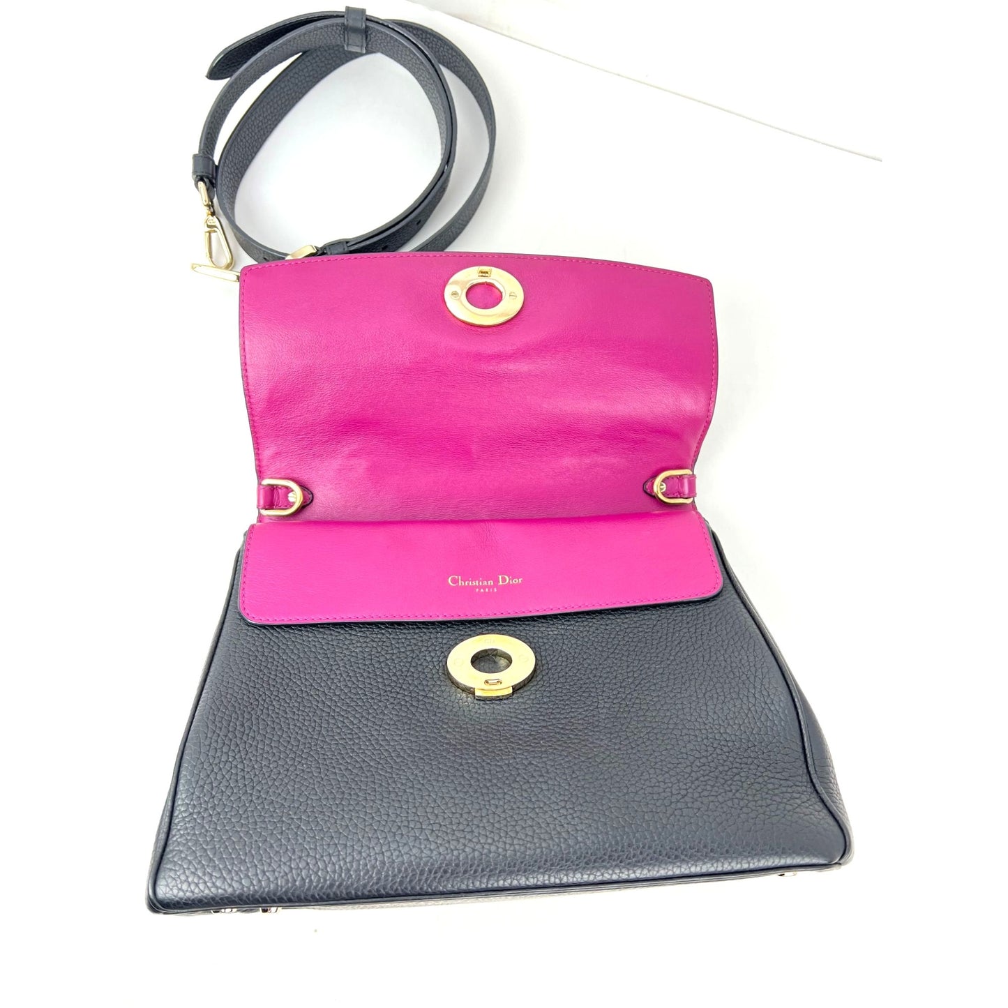 
                  
                    Christian Dior Bullcalf Small Dior Flap Black Leather Crossbody
                  
                