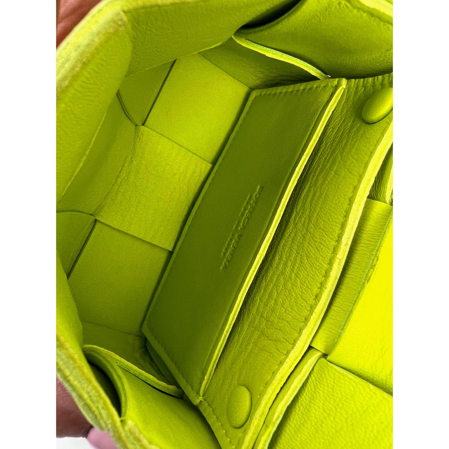 
                  
                    BOTTEGA VENETA Intrecciato Mini Cassette Lime Green Lambskin Crossbody Bag
                  
                