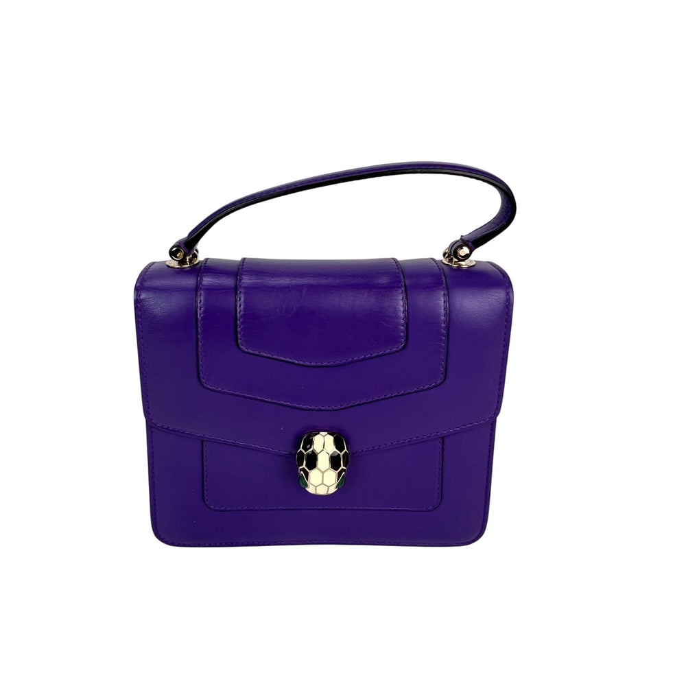 Bvlgari Calfskin Serpenti Forever Purple Top Handle Crossbody Bag