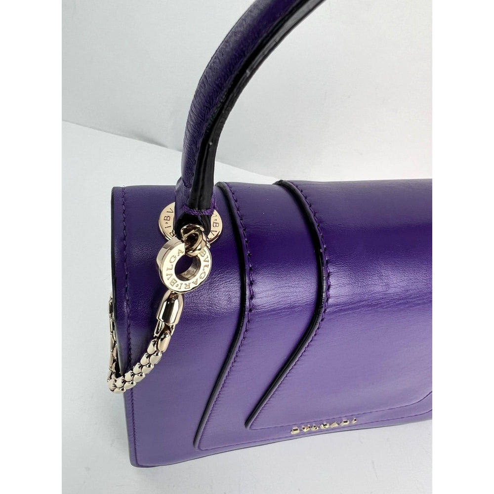 Bvlgari Calfskin Serpenti Forever Purple Top Handle Crossbody Bag