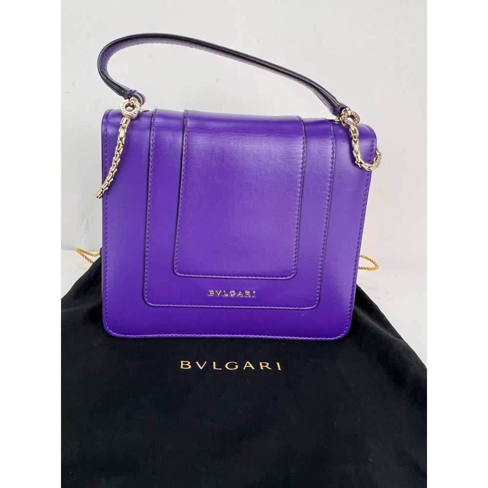 Bvlgari Calfskin Serpenti Forever Purple Top Handle Crossbody Bag