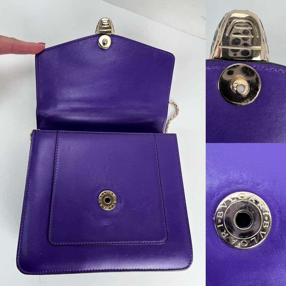 Bvlgari Calfskin Serpenti Forever Purple Top Handle Crossbody Bag