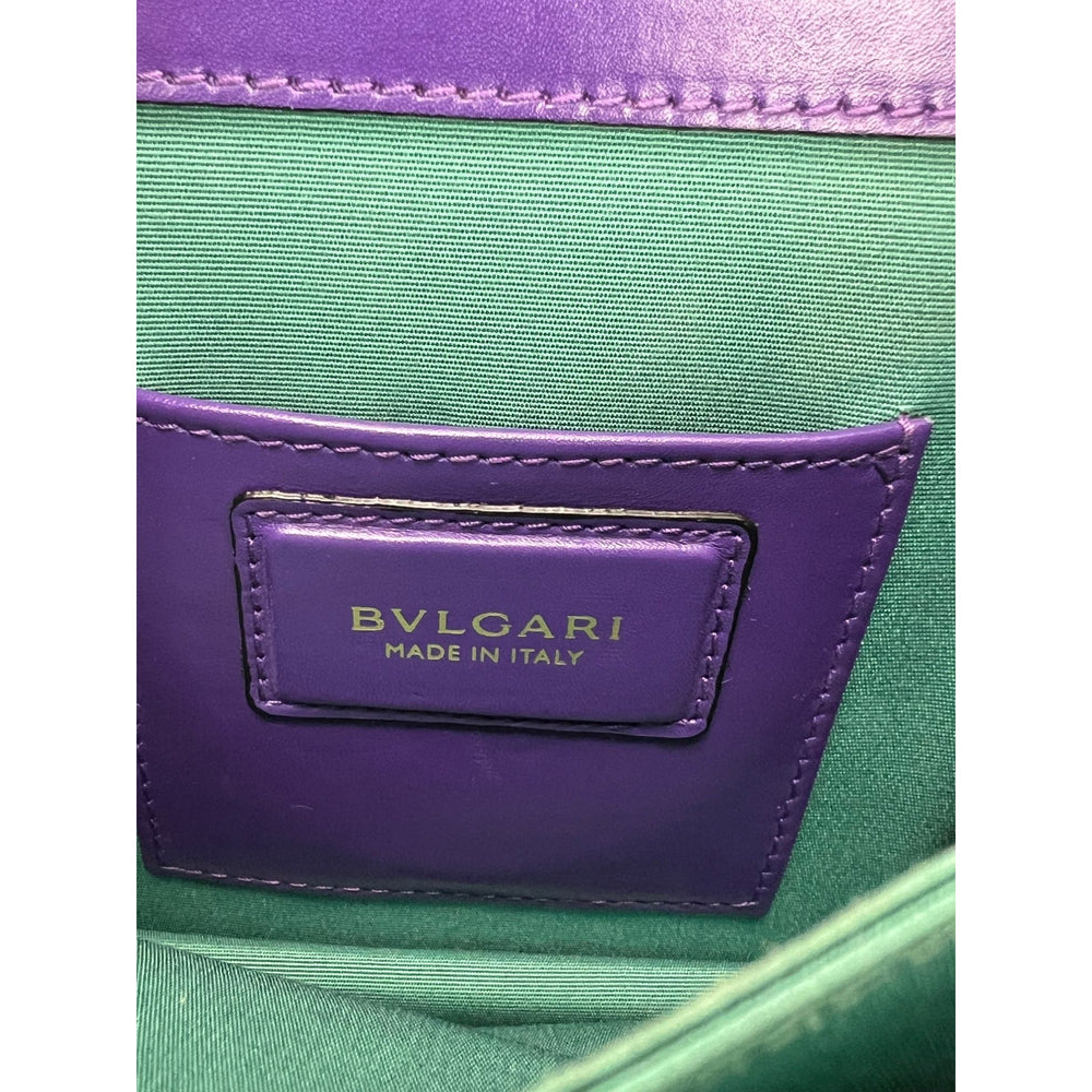 Bvlgari Calfskin Serpenti Forever Purple Top Handle Crossbody Bag