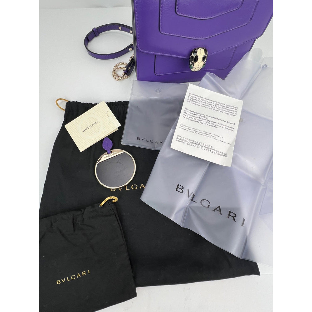 Bvlgari Calfskin Serpenti Forever Purple Top Handle Crossbody Bag