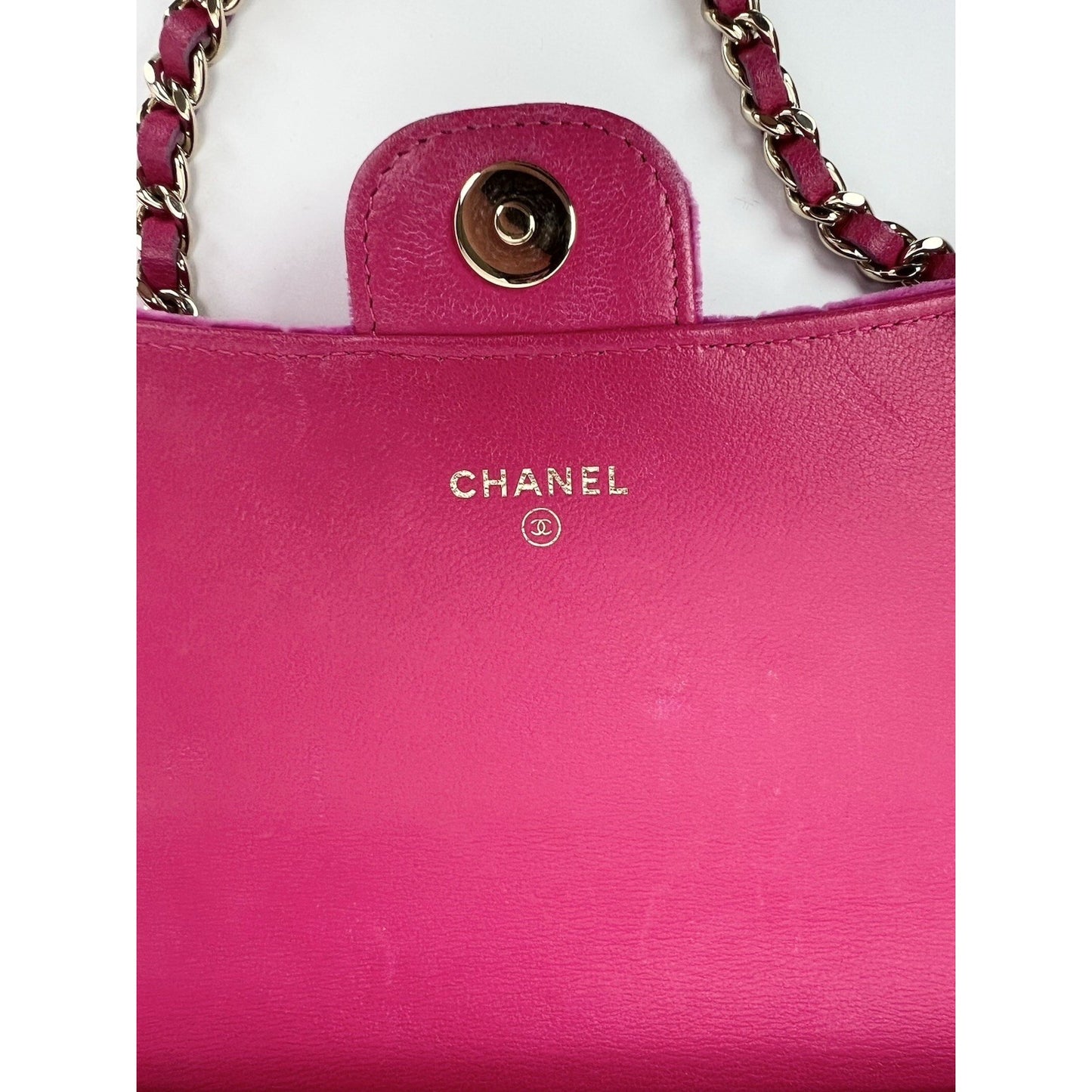 
                  
                    Chanel Velvet Quilted Timeless Fuchsia Wallet on a Chain Clutch Bag
                  
                
