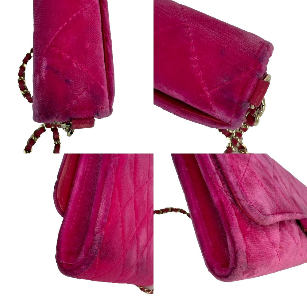 
                  
                    Chanel Velvet Quilted Timeless Fuchsia Wallet on a Chain Clutch Bag
                  
                
