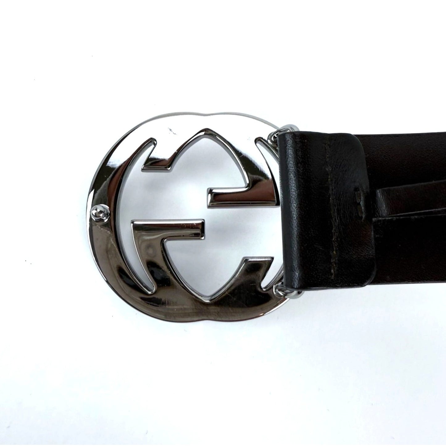 
                  
                    Gucci Interlocking GG Buckle Dark Brown Leather Belt Size 75
                  
                
