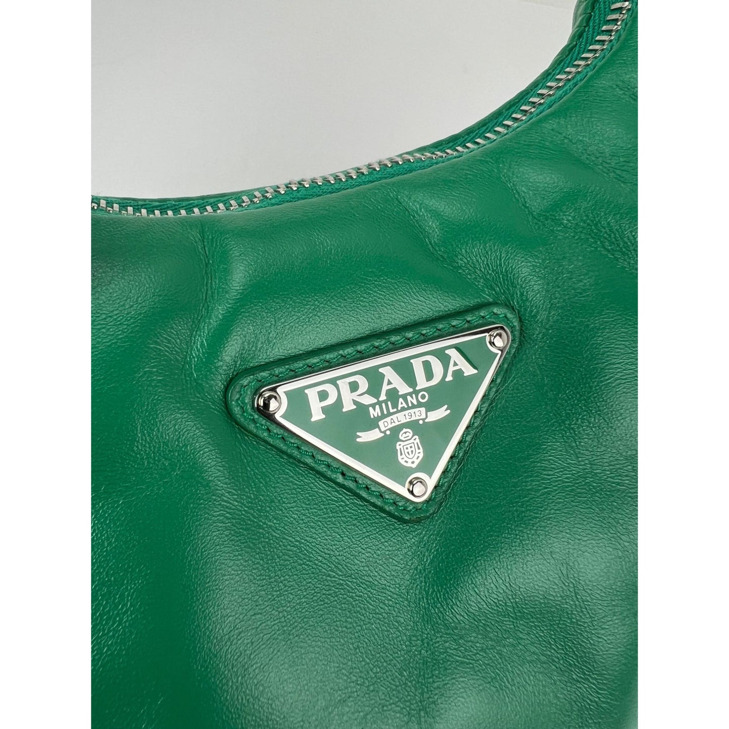 
                  
                    Prada Soft Nappa Leather Mini Padded Green Hand Bag
                  
                