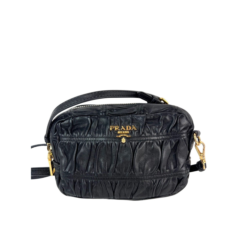 Prada Napa Gaufre Argilla Mini Leather Zip Top Crossbody Bag