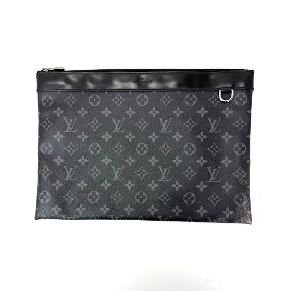 Louis Vuitton Black Monogram Eclipse Discovery GM Pochette Clutch Bag