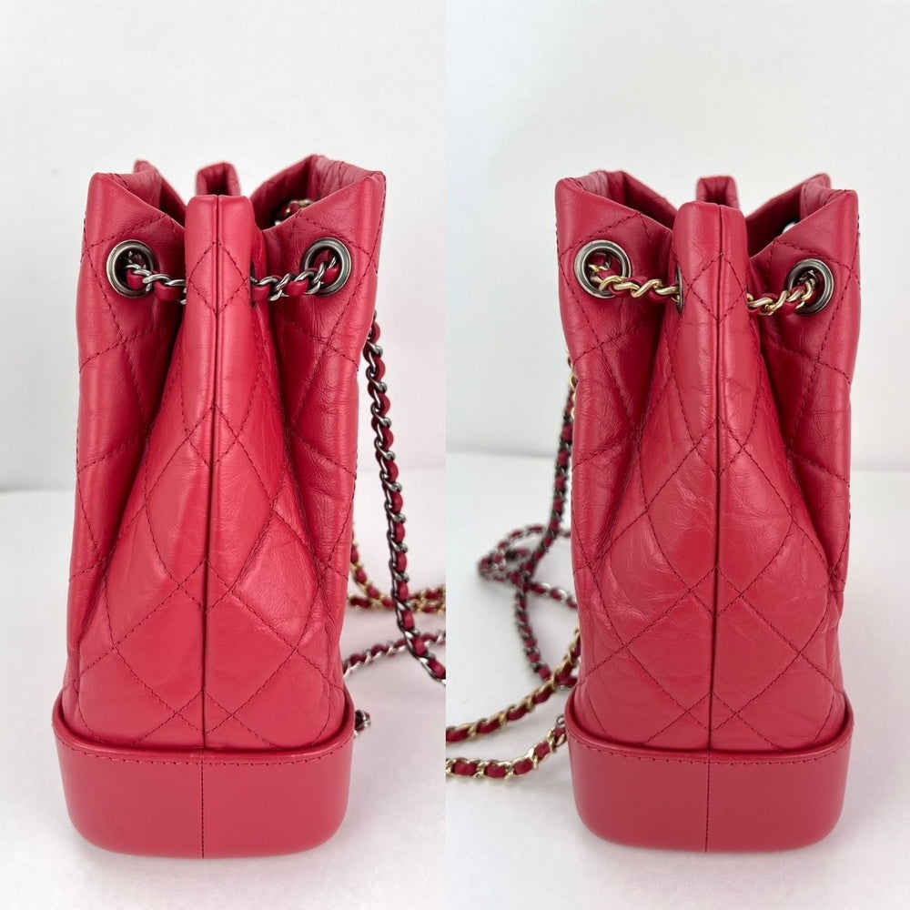 Chanel Aged Calfskin Quilted Small Gabrielle Red Backpack  display picture 2
