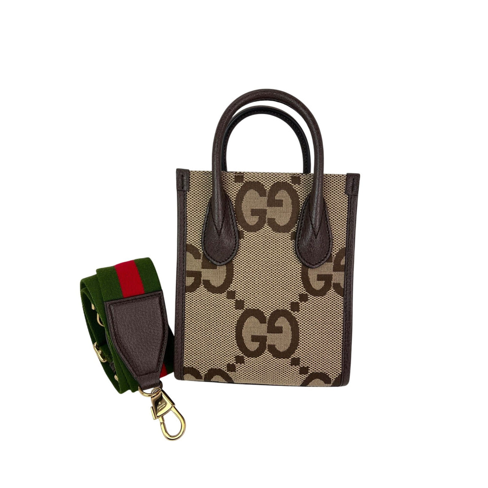 Gucci Jumbo GG textured dollar calfskin Mini Web Vertical Tote