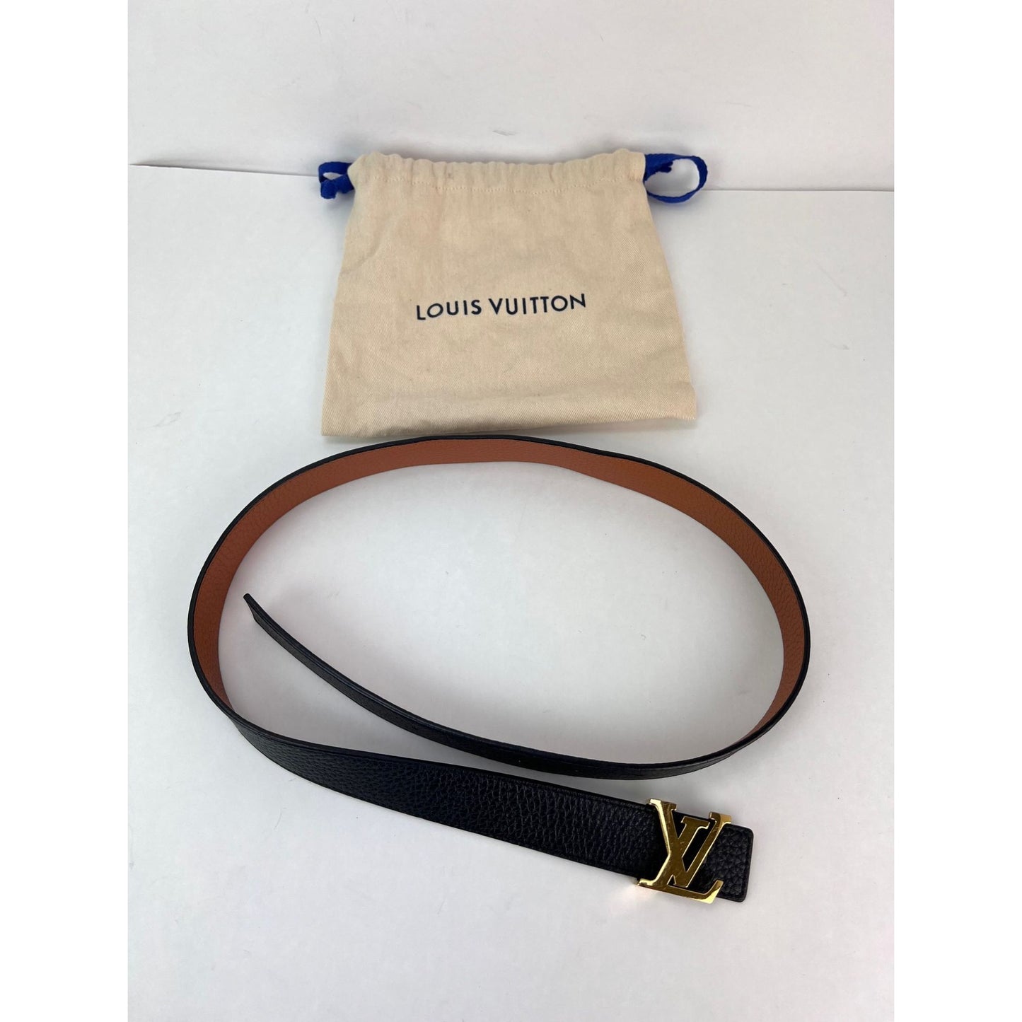 
                  
                    Louis Vuitton 30mm Black Brown Leather Reversible Initiales Belt 80/32
                  
                