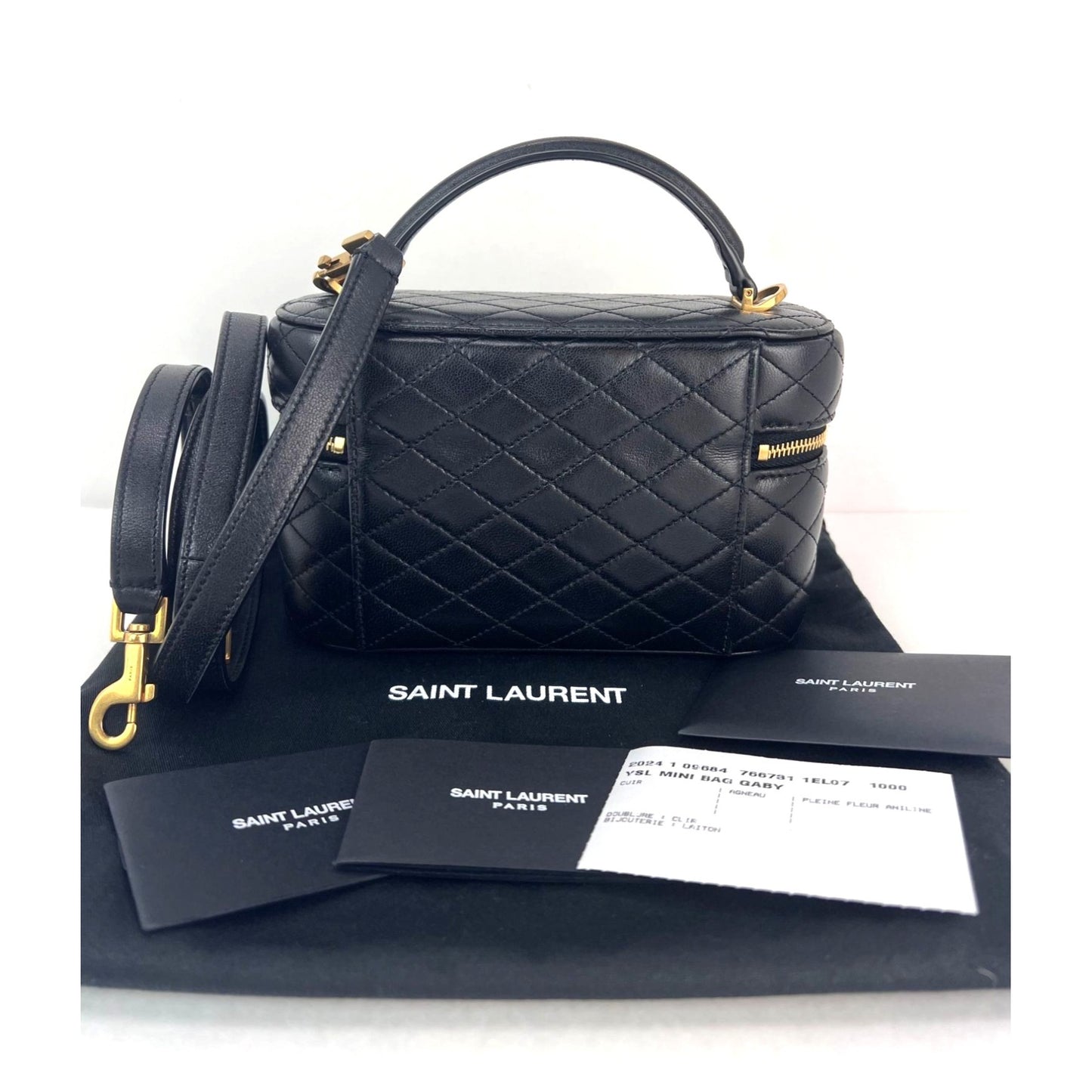 
                  
                    Saint Laurent Mini Gaby Quilted Lambskin Vanity Case Shoulder Bag
                  
                