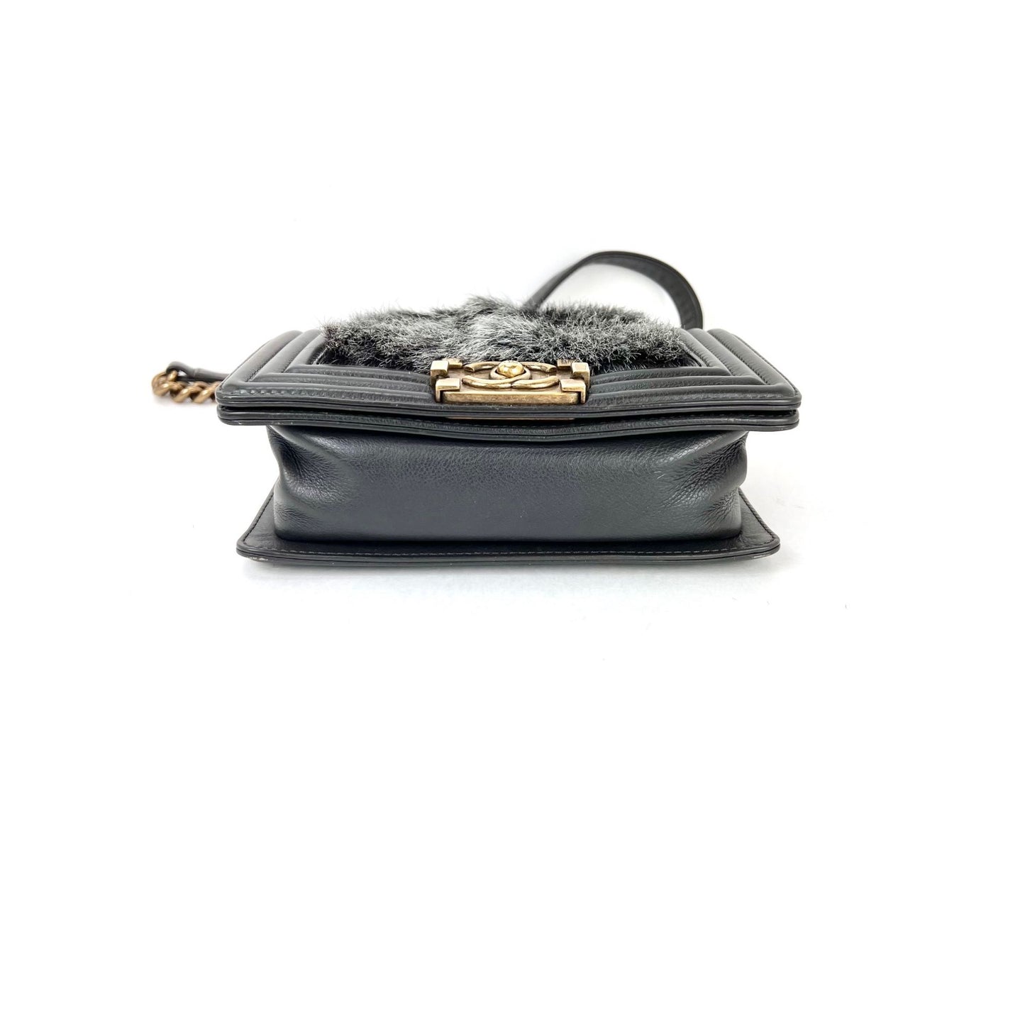 
                  
                    Chanel Small Boy Flap Quilted Goat Hair Gray Leather Shoulder Bag RARE
                  
                