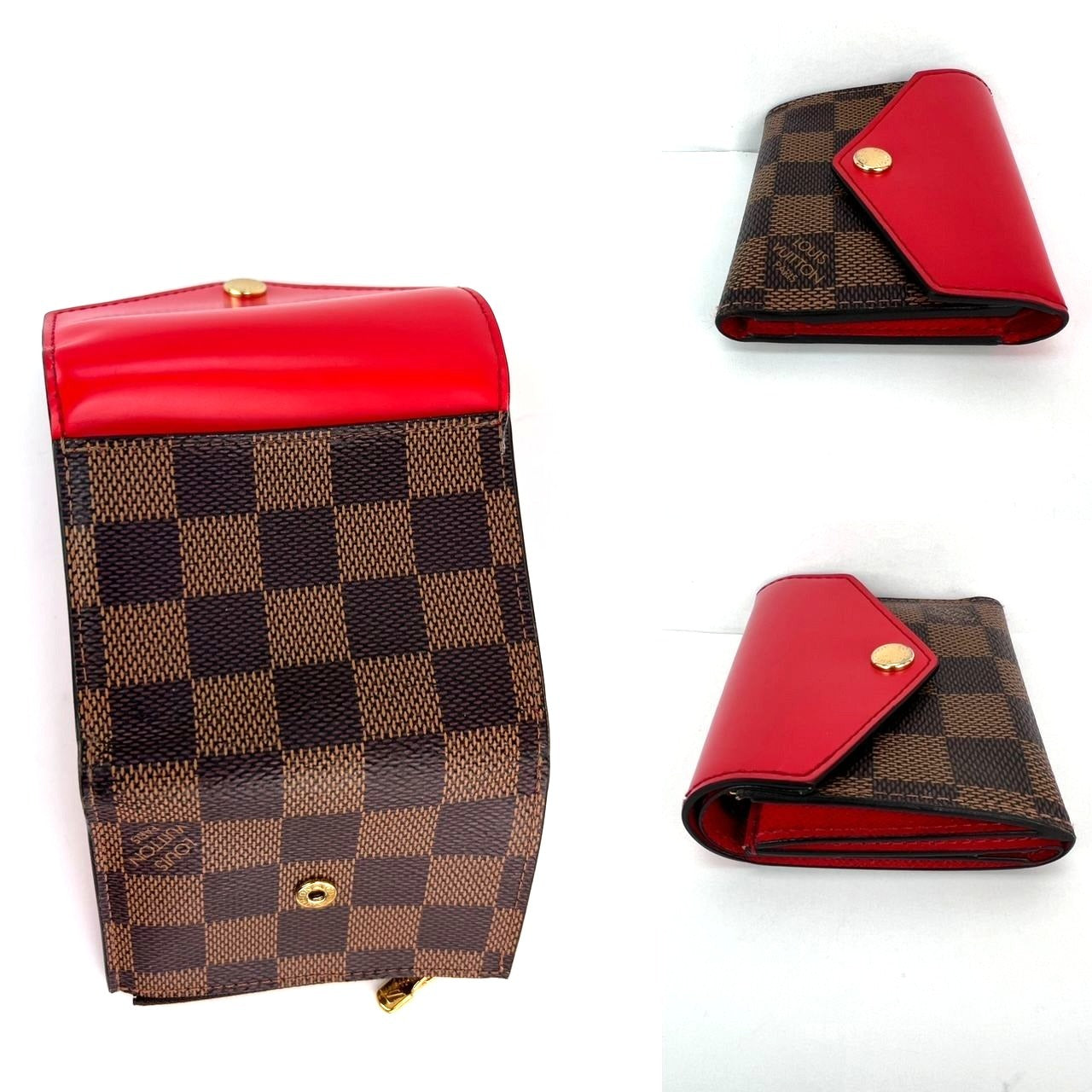 
                  
                    LOUIS VUITTON Zoe Damier Ebene Canvas Red Leather Wallet
                  
                